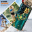 For iPhone 16 Pro Leather Case Pattern Printing Wallet Stand Anti Drop Phone Cover - Golden Flower Butterfly - 5