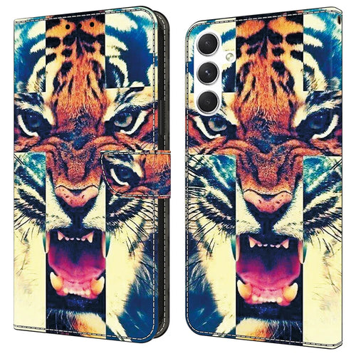 For Samsung Galaxy A16 5G  /  4G Leather Case Pattern Printing Wallet Stand Anti Drop Phone Cover - Tiger - 1