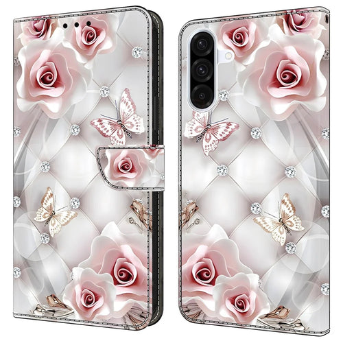 For Samsung Galaxy A56 5G  /  A36 5G Leather Case Pattern Printing Wallet Stand Anti Drop Phone Cover - Pink Butterfly - 1