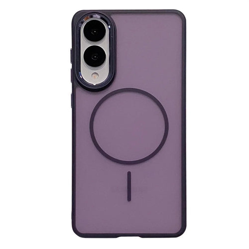 For Samsung Galaxy S25 Edge Magnetic Case Skin Feel Hybrid Phone Back Cover - Dark Purple - 1
