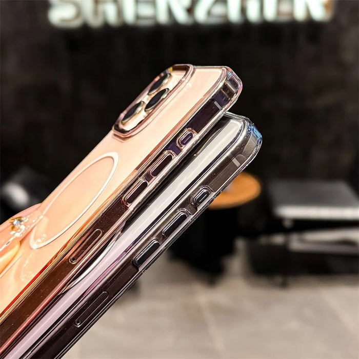 For iPhone 15 Pro Max Magnetic Case Gradient Color Hard PC Phone Back Cover - Pink - 5