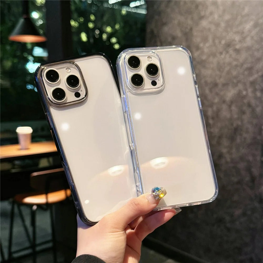 For iPhone 16 Pro Max Crystal Clear Case TPU + Acrylic Shockproof Phone Cover - Transparent - 5
