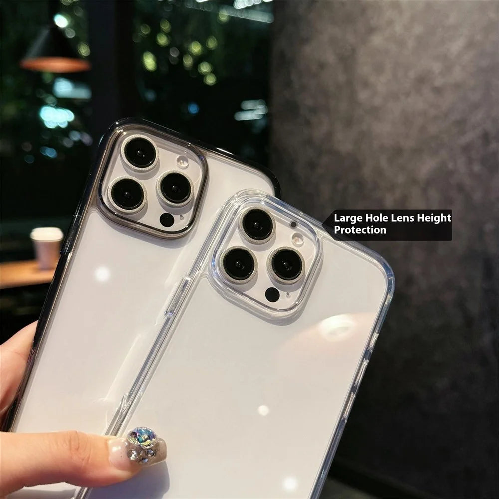 For iPhone 15 Pro Max Crystal Clear Case TPU + Acrylic Shockproof Phone Cover - Transparent - 4