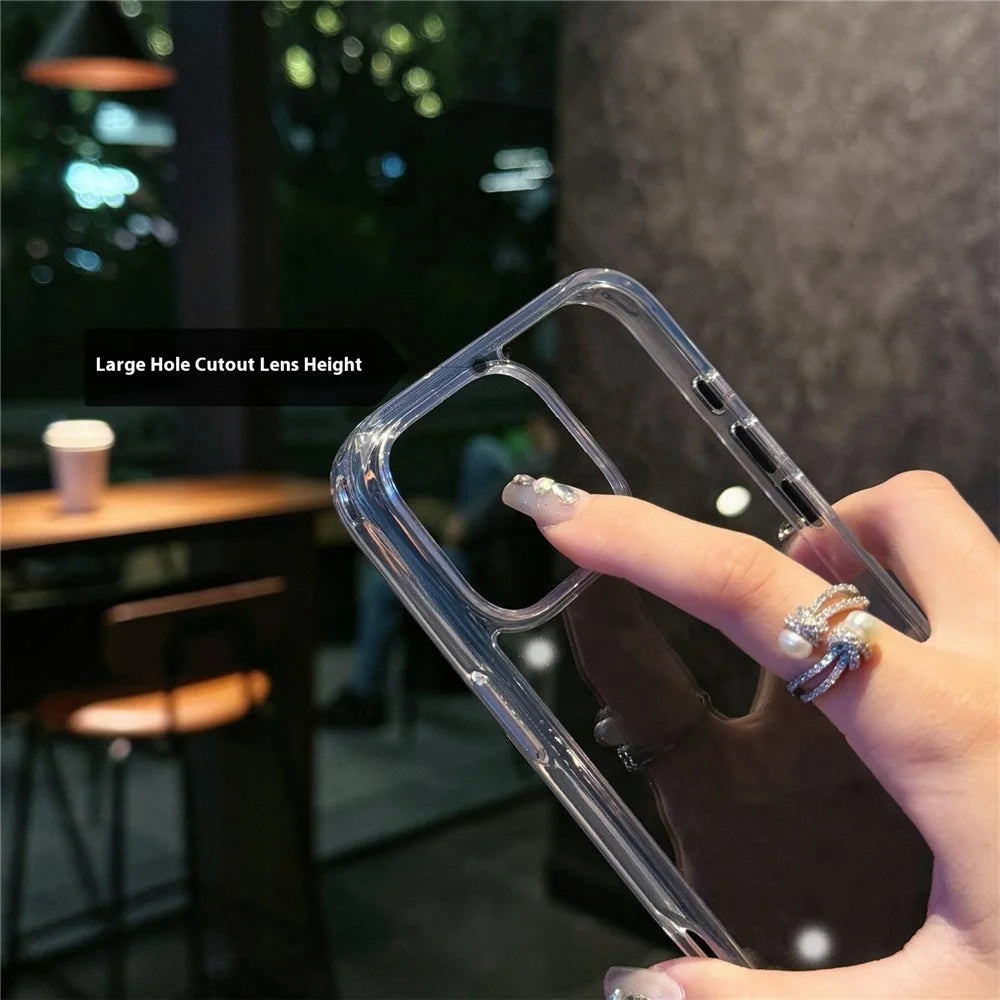 For iPhone 15 Pro Max Crystal Clear Case TPU + Acrylic Shockproof Phone Cover - Transparent - 6