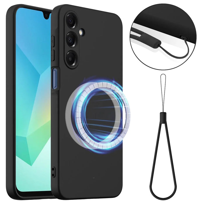 For Samsung Galaxy A26 5G Case Magnetic Case Anti-Drop Liquid Silicone Phone Cover - Black - 1