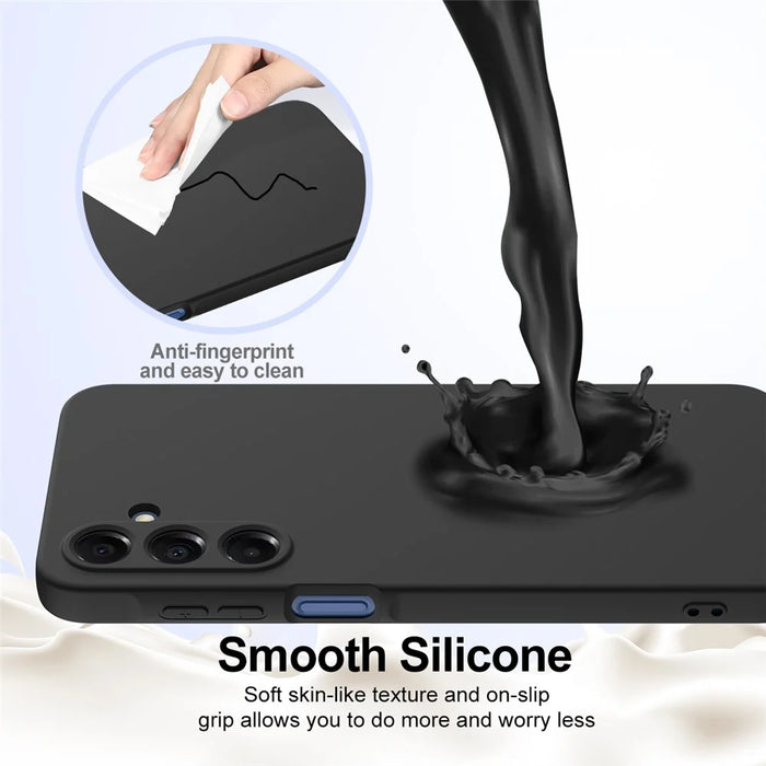 For Samsung Galaxy A26 5G Case Magnetic Case Anti-Drop Liquid Silicone Phone Cover - Black - 5