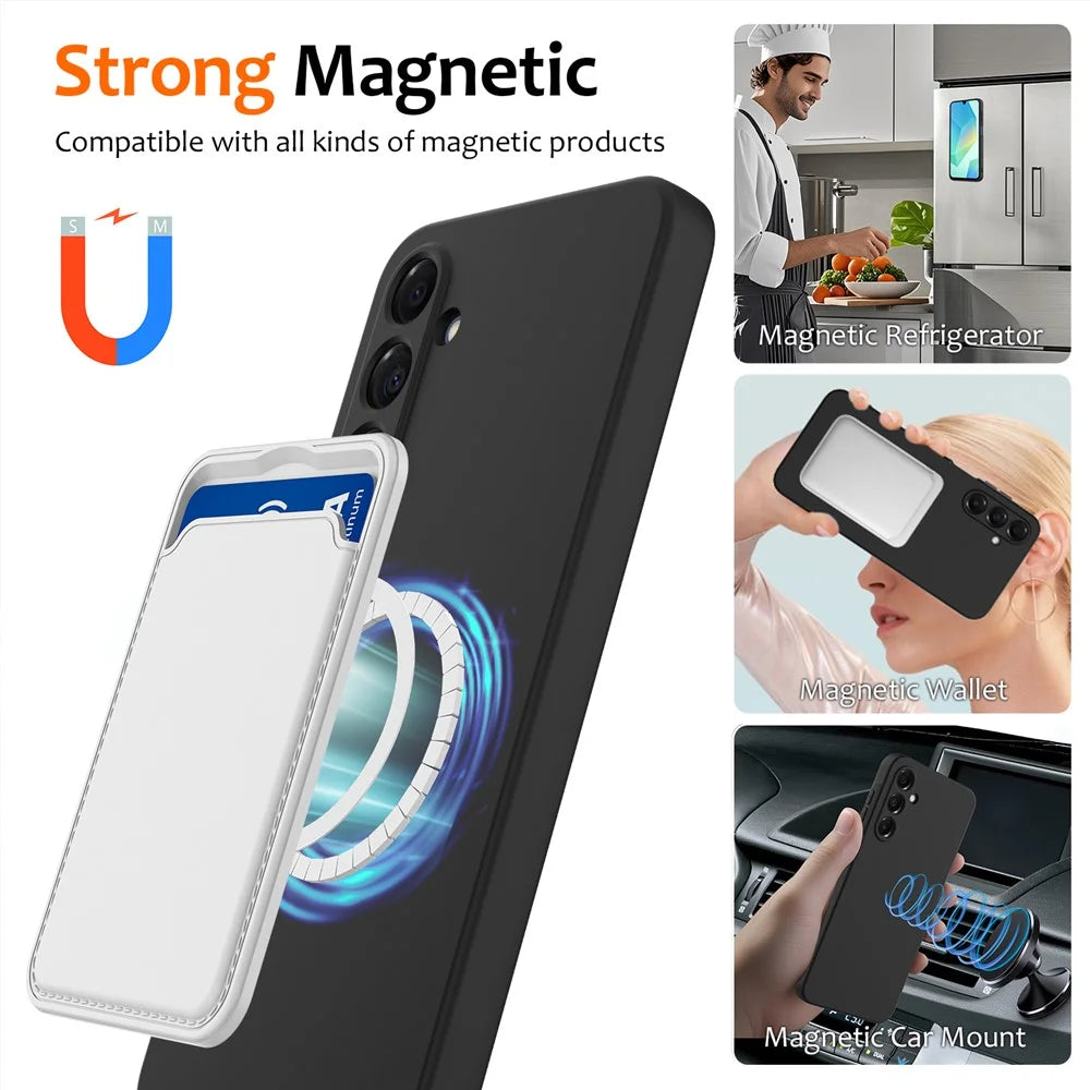 For Samsung Galaxy A55 5G Case Magnetic Case Anti-Drop Liquid Silicone Phone Cover - Black - 3