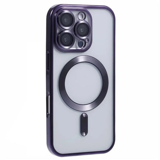 WANLONFENG For iPhone 16 Pro Magnetic Case  Full Protection Electroplated TPU Cover with Tempered Glass - Dark Purple - 2