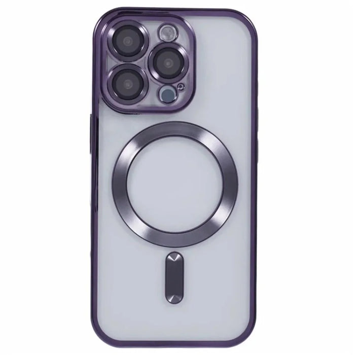 WANLONFENG For iPhone 16 Pro Magnetic Case  Full Protection Electroplated TPU Cover with Tempered Glass - Dark Purple - 4