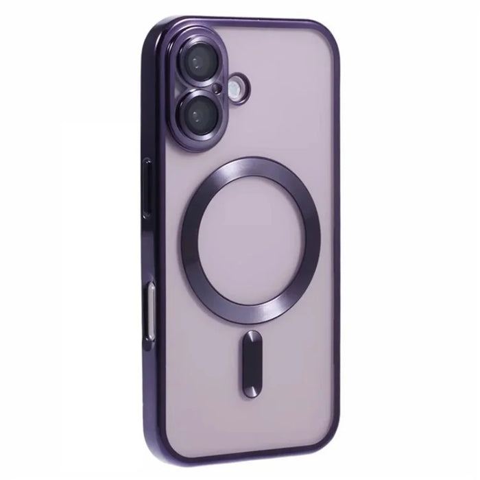 WANLONFENG For iPhone 16 Plus Magnetic Case  Full Protection Electroplated TPU Cover with Tempered Glass - Dark Purple - 2