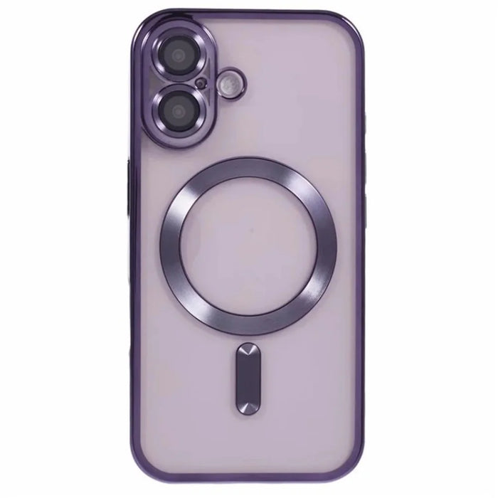 WANLONFENG For iPhone 16 Plus Magnetic Case  Full Protection Electroplated TPU Cover with Tempered Glass - Dark Purple - 4