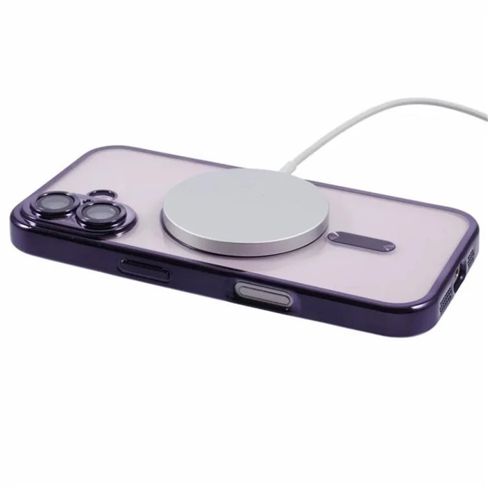 WANLONFENG For iPhone 16 Plus Magnetic Case  Full Protection Electroplated TPU Cover with Tempered Glass - Dark Purple - 5