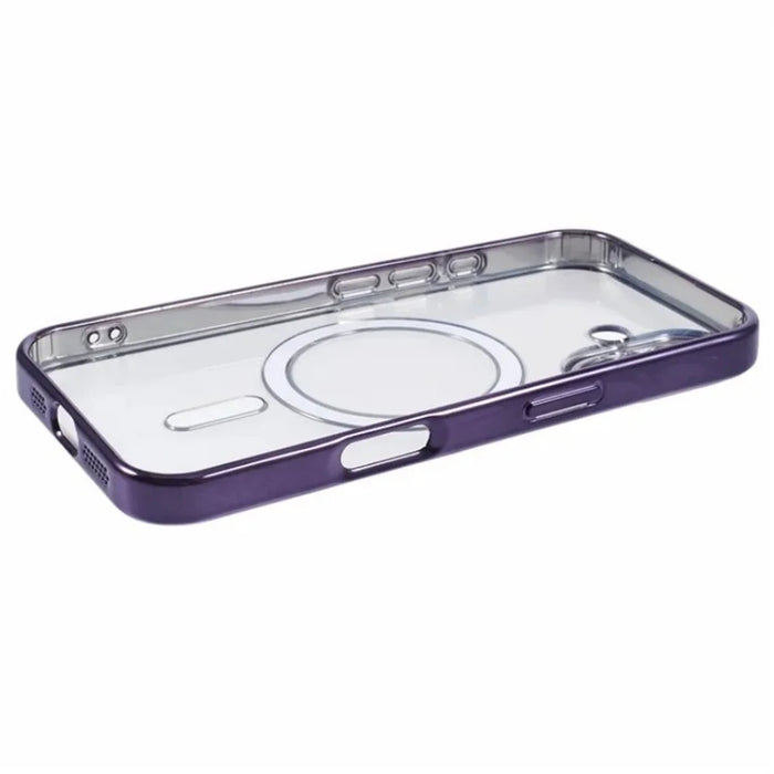 WANLONFENG For iPhone 16 Plus Magnetic Case  Full Protection Electroplated TPU Cover with Tempered Glass - Dark Purple - 6