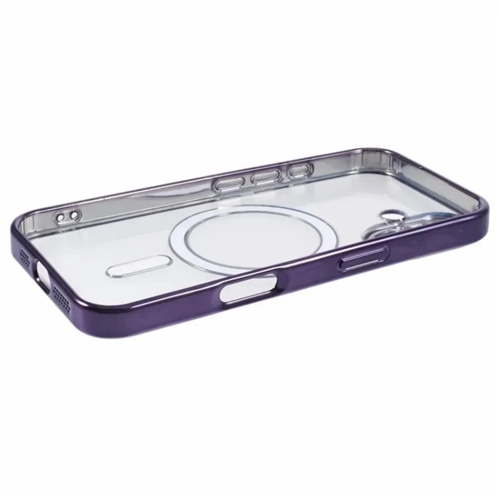 WANLONFENG For iPhone 16 Magnetic Case  Full Protection Electroplated TPU Cover with Tempered Glass - Dark Purple - 6