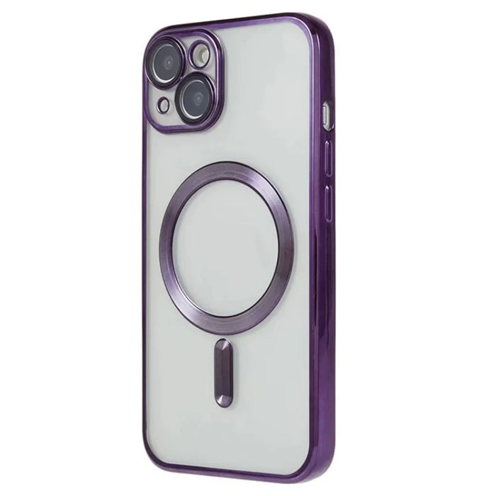 WANLONFENG For iPhone 14 Magnetic Case  Full Protection Electroplated TPU Cover with Tempered Glass - Dark Purple - 2