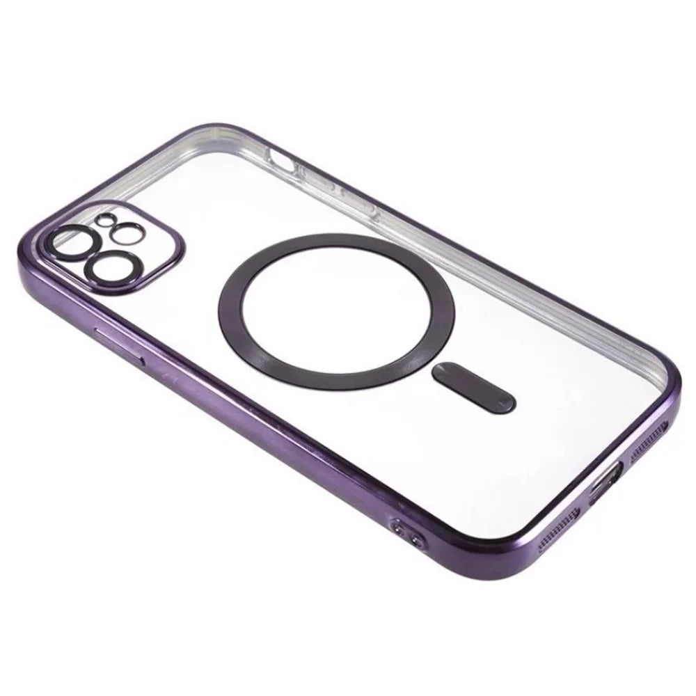 WANLONFENG For iPhone 11 Magnetic Case  Full Protection Electroplated TPU Cover with Tempered Glass - Dark Purple - 5