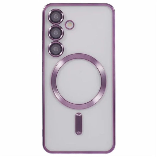 WANLONFENG For Samsung Galaxy S24 FE Magnetic Case  Full Protection Electroplated TPU Cover with Tempered Glass - Dark Purple - 2