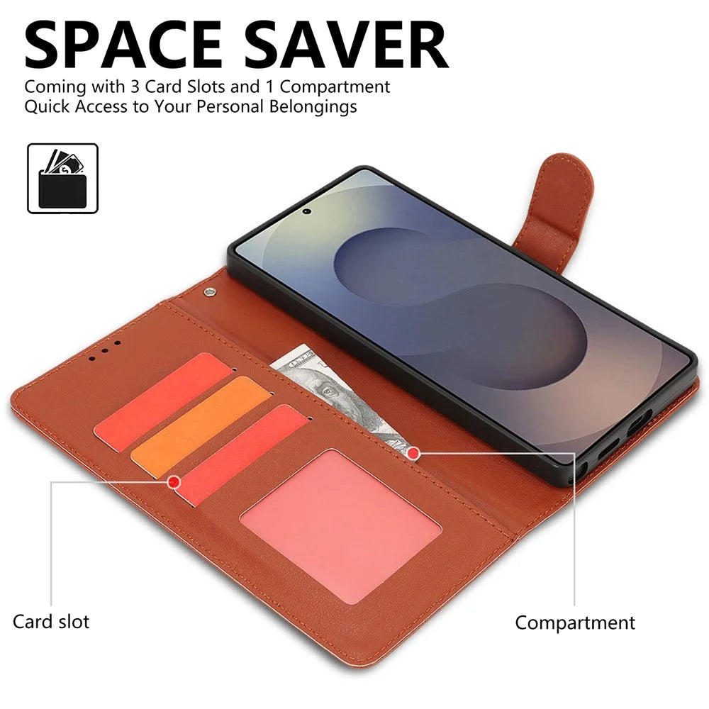 For Samsung Galaxy S23 Ultra / S22 Ultra 5G Case RFID Blocking Flip Leather Phone Cover with Wrist Strap - Orange - 2