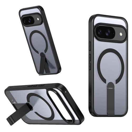Phone Case For Google Pixel 10 / 10 Pro / 9 / 9 Pro Magnetic Case Kickstand TPU + Acrylic Cover - Black - 1