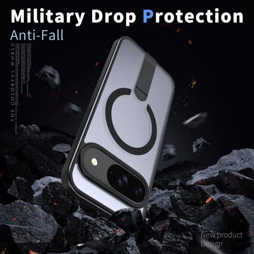 Phone Case For Google Pixel 10 / 10 Pro / 9 / 9 Pro Magnetic Case Kickstand TPU + Acrylic Cover - Black - 5