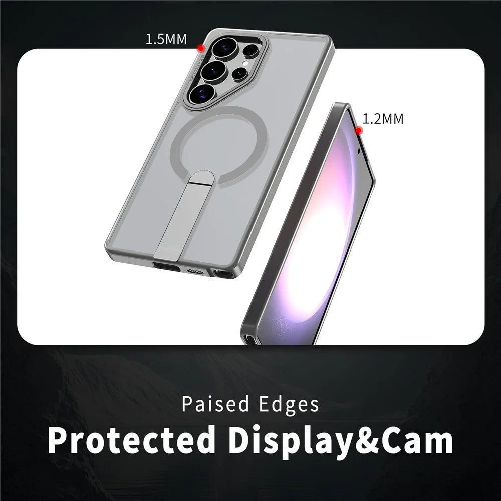 For Samsung Galaxy S24 Ultra Magnetic Case Kickstand TPU + Acrylic Phone Cover - Titanium Grey - 4
