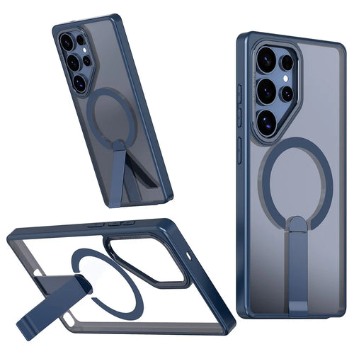 For Samsung Galaxy S23 Ultra / S22 Ultra 5G Magnetic Case Kickstand TPU + Acrylic Phone Cover - Blue - 1
