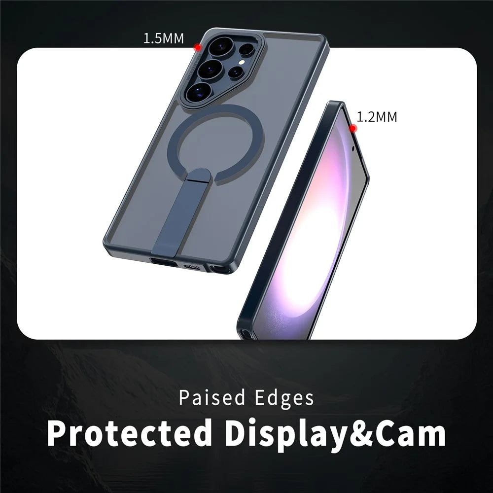 For Samsung Galaxy S23 Ultra / S22 Ultra 5G Magnetic Case Kickstand TPU + Acrylic Phone Cover - Blue - 4