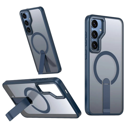 For Samsung Galaxy S25 / S24 Magnetic Case Kickstand TPU + Acrylic Phone Cover - Blue - 1