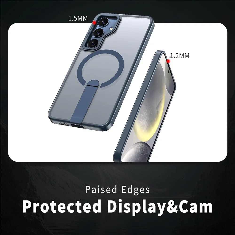 For Samsung Galaxy S25 / S24 Magnetic Case Kickstand TPU + Acrylic Phone Cover - Blue - 4