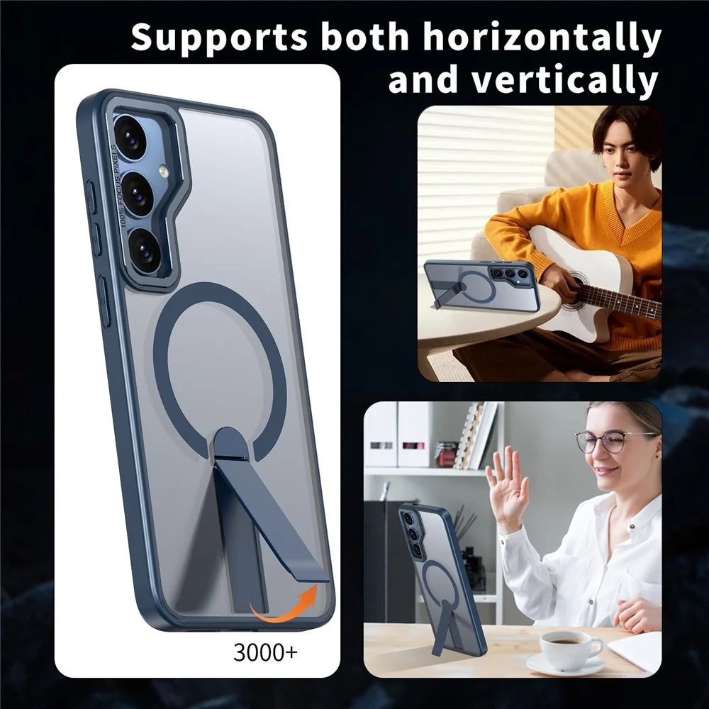 For Samsung Galaxy S25 / S24 Magnetic Case Kickstand TPU + Acrylic Phone Cover - Blue - 6