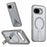 For Google Pixel 9a Magnetic Case Kickstand TPU + Acrylic Phone Cover - Titanium Grey - 1