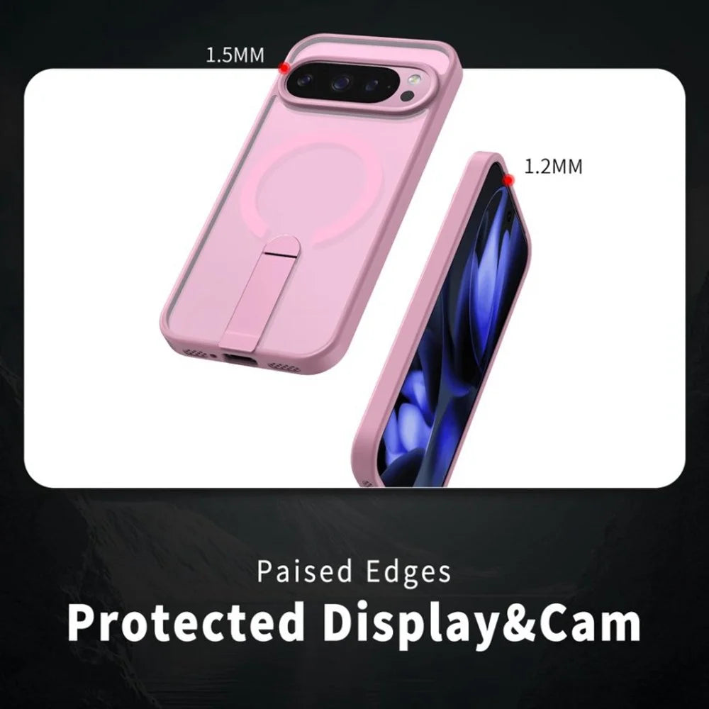 For Google Pixel 10 Pro XL / 9 Pro XL Magnetic Case Kickstand TPU + Acrylic Phone Cover - Pink - 6