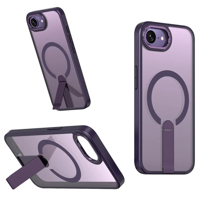For iPhone 17e / 16e Case Compatible with MagSafe Kickstand TPU + Acrylic Phone Cover - Dark Purple - 1