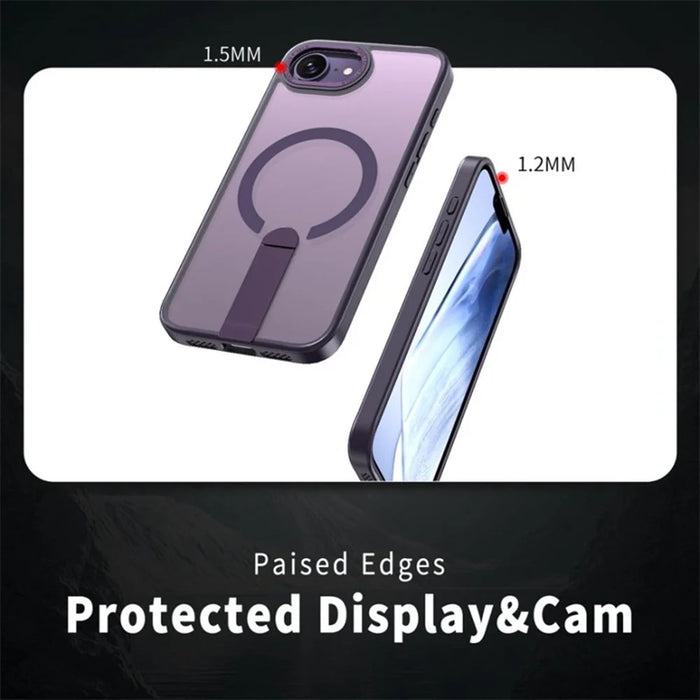 For iPhone 17e / 16e Case Compatible with MagSafe Kickstand TPU + Acrylic Phone Cover - Dark Purple - 4