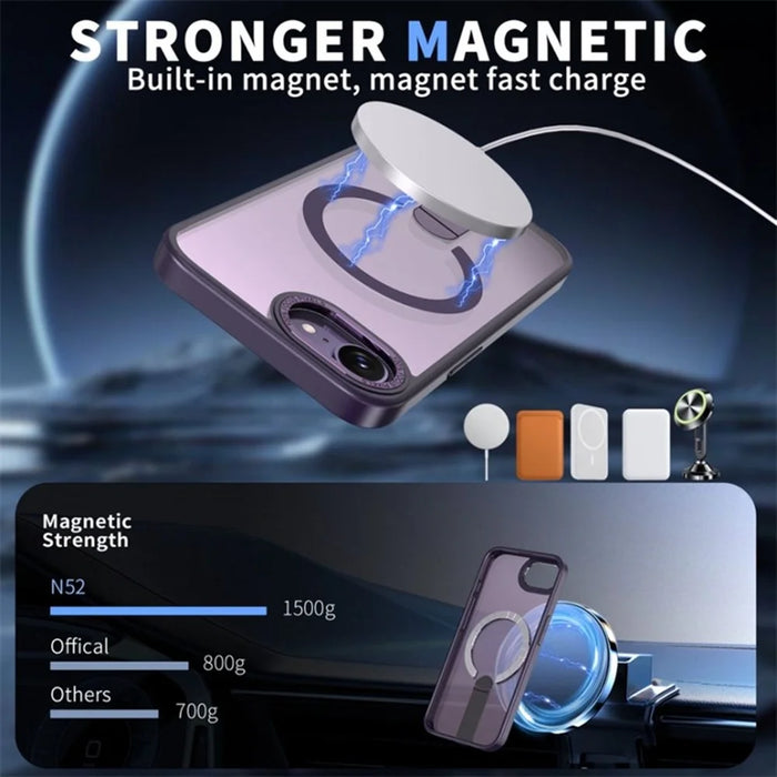 For iPhone 17e / 16e Case Compatible with MagSafe Kickstand TPU + Acrylic Phone Cover - Dark Purple - 5