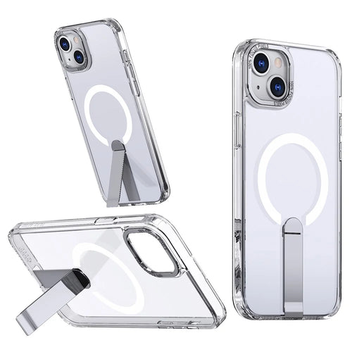 For iPhone 15 Case Compatible with MagSafe Kickstand TPU + Acrylic Phone Cover - Transparent - 1