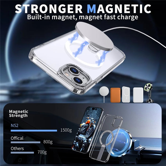 For iPhone 15 Case Compatible with MagSafe Kickstand TPU + Acrylic Phone Cover - Transparent - 2
