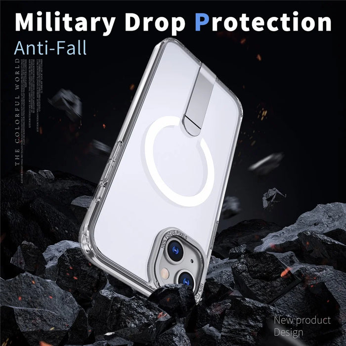 For iPhone 15 Case Compatible with MagSafe Kickstand TPU + Acrylic Phone Cover - Transparent - 3