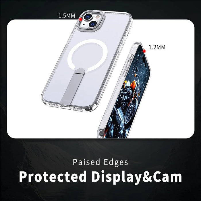 For iPhone 15 Case Compatible with MagSafe Kickstand TPU + Acrylic Phone Cover - Transparent - 4