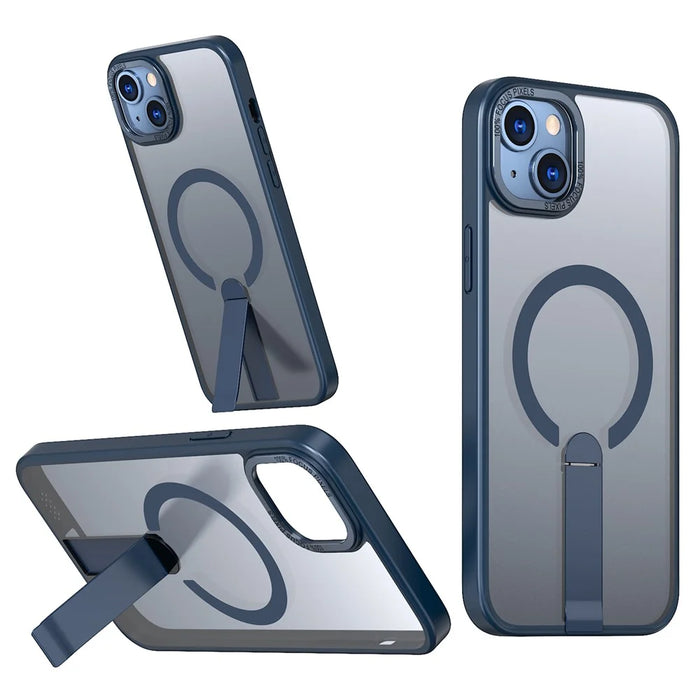 For iPhone 14 / 13 Case Compatible with MagSafe Kickstand TPU + Acrylic Phone Cover - Blue - 1