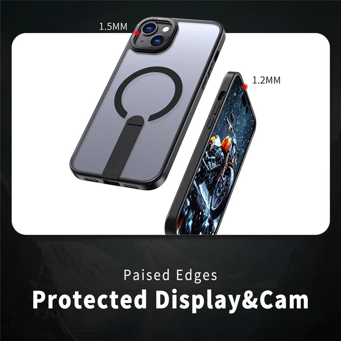 For iPhone 14 Plus Case Compatible with MagSafe Kickstand TPU + Acrylic Phone Cover - Black - 4