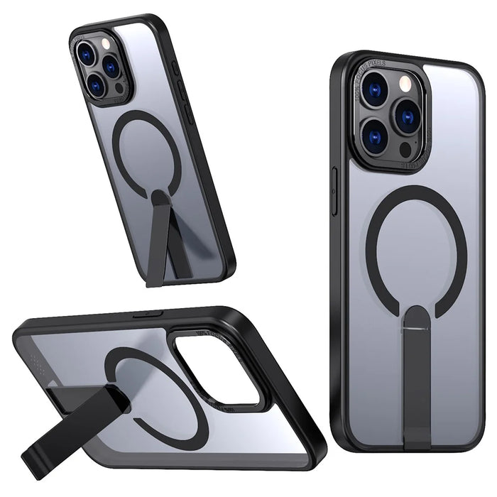 For iPhone 14 Pro Max Case Compatible with MagSafe Kickstand TPU + Acrylic Phone Cover - Black - 1