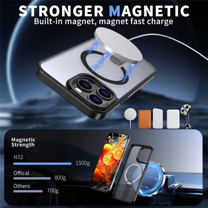 For iPhone 14 Pro Max Case Compatible with MagSafe Kickstand TPU + Acrylic Phone Cover - Black - 2
