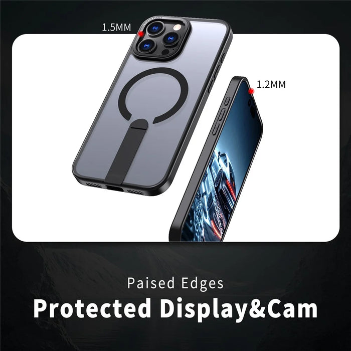 For iPhone 14 Pro Max Case Compatible with MagSafe Kickstand TPU + Acrylic Phone Cover - Black - 4