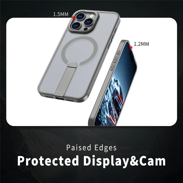 For iPhone 14 Pro Case Compatible with MagSafe Kickstand TPU + Acrylic Phone Cover - Titanium Grey - 4