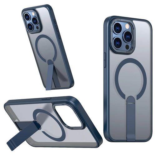 For iPhone 13 Pro Max  /  12 Pro Max Case Compatible with MagSafe Kickstand TPU + Acrylic Phone Cover - Blue - 1