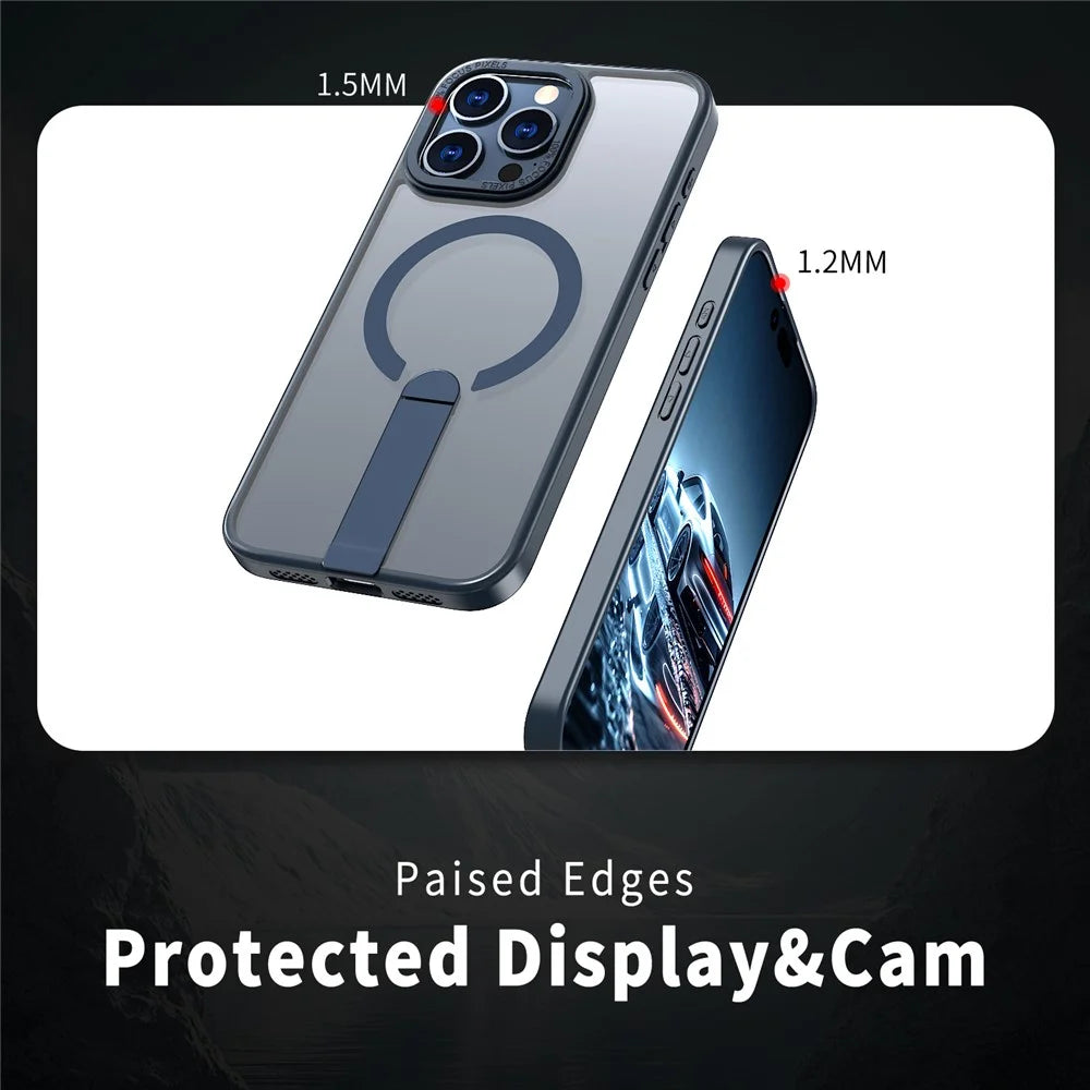 For iPhone 13 Pro Max  /  12 Pro Max Case Compatible with MagSafe Kickstand TPU + Acrylic Phone Cover - Blue - 4