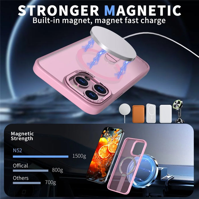 For iPhone 13 Pro Case Compatible with MagSafe Kickstand TPU + Acrylic Phone Cover - Pink - 2