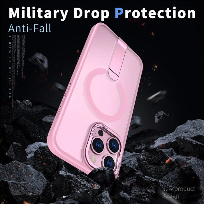 For iPhone 13 Pro Case Compatible with MagSafe Kickstand TPU + Acrylic Phone Cover - Pink - 3