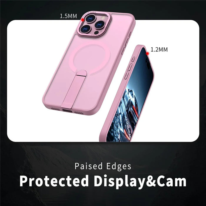 For iPhone 13 Pro Case Compatible with MagSafe Kickstand TPU + Acrylic Phone Cover - Pink - 4